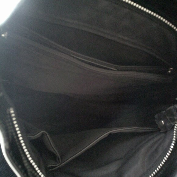 Faux Pebbled Leather Flap Over Beaded Rhinestones Large Purse - Picture 4 of 5